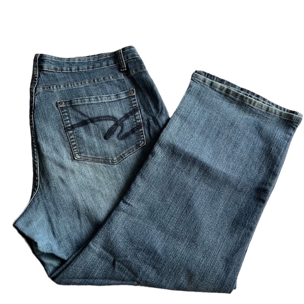 Plus size petite length blue denim stretch zip up jeans cotton and spandex sz 20